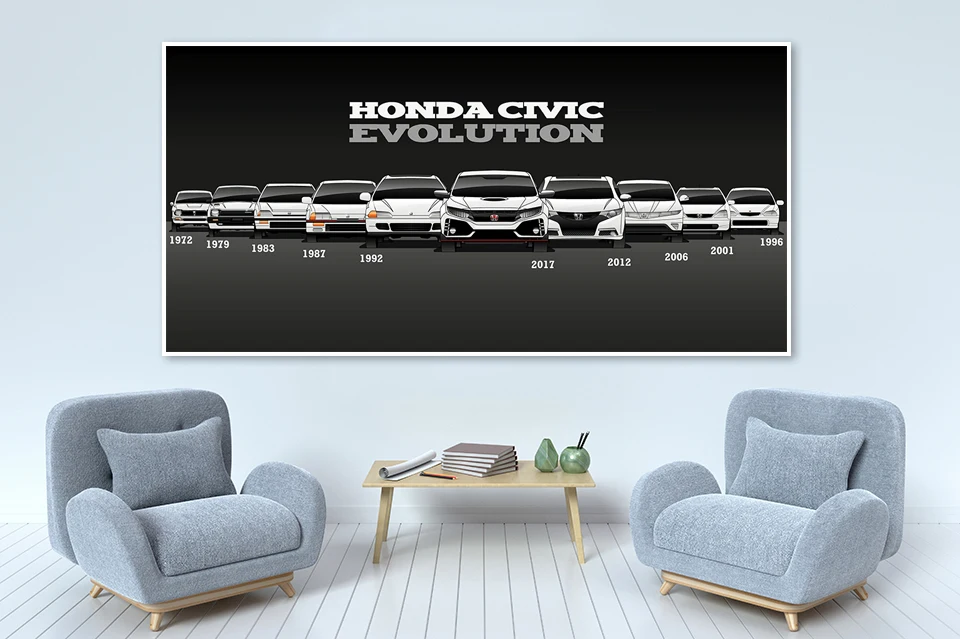 Wall Art Modular Picture 1 pieces Posters Canvas HD Printed Retro Honda CIVIC Car Painting Modern Home Decoration Living Room