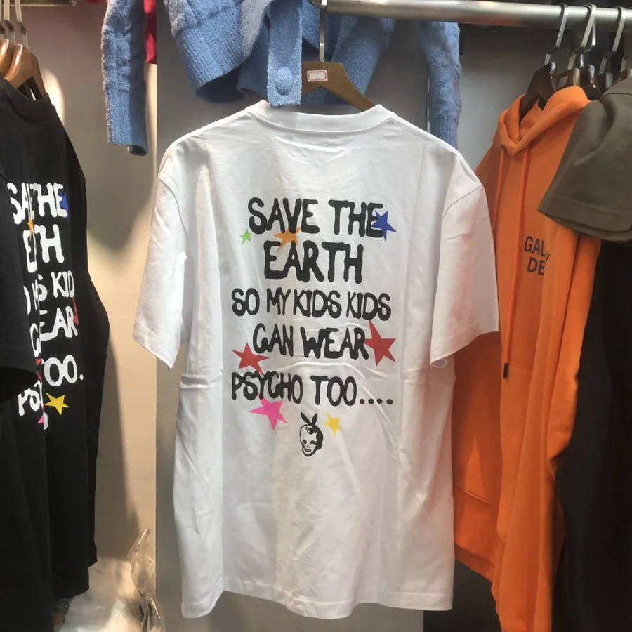 2021ss Earth Digital Printed T Shirts Men Women Tees Environment Protection Sentence Short Sleeve men clothing