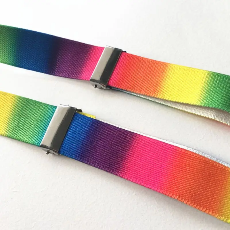 

Fashion Personality Strap Belts Unisex Adult Straps Clip Rainbow Print Adjustable Suspender Belt
