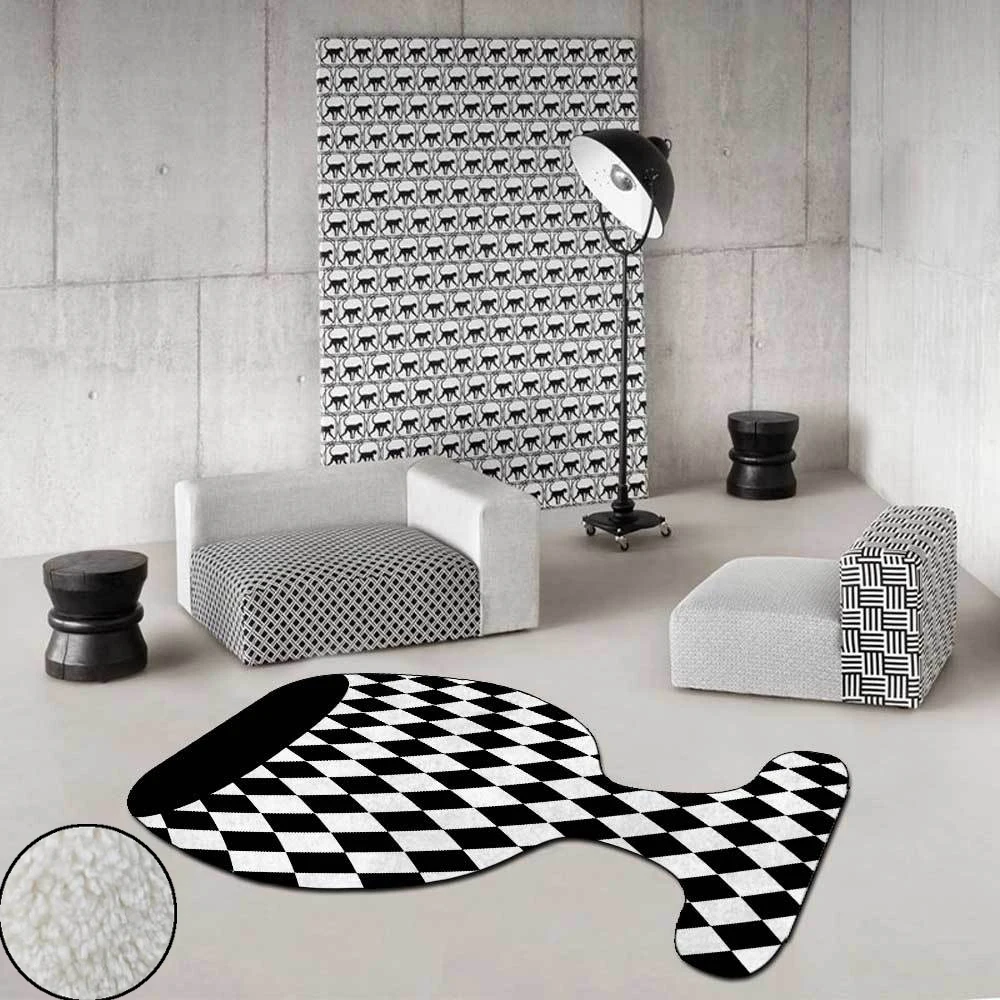 

Nordic Irregular Wine Glasses Diamond Lattice Imitation Cashmere Carpets For Living Room Bedroom Bedside Rugs Tapis Floor Mats