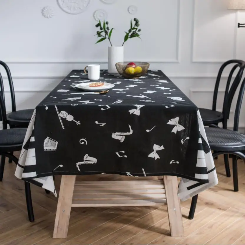 Новая корейская ткань для стола Pinao с принтом музыкальных нот искусственная