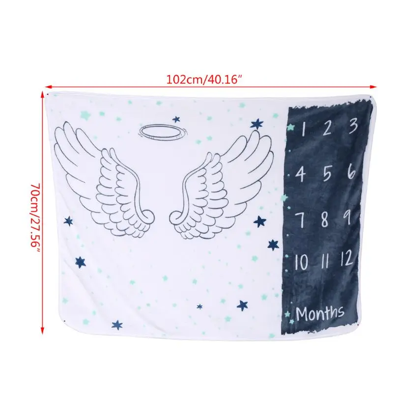Baby Blanket Soft Flannel Photography Monthly Photo Newborn Children Wings Cartoon Angel Milestone Sleeping Bath Crawling | Мать и