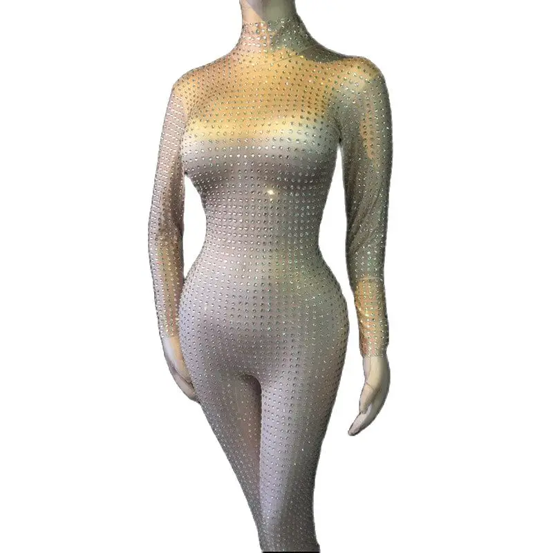 

Роскошный блестящий комбинезон для женщин, комбинезон с длинным рукавом, костюм для празднования дня рождения, танцевальные костюмы для сц...