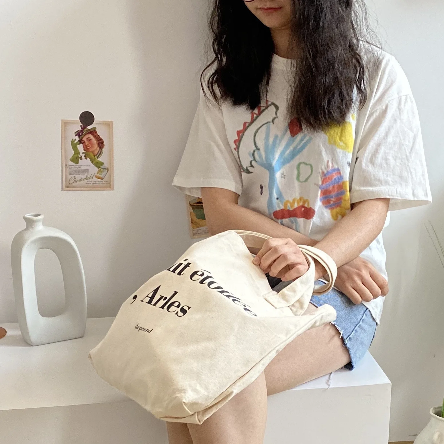 Сумка Youda на плечо с буквенным принтом женская модная Холщовая простая