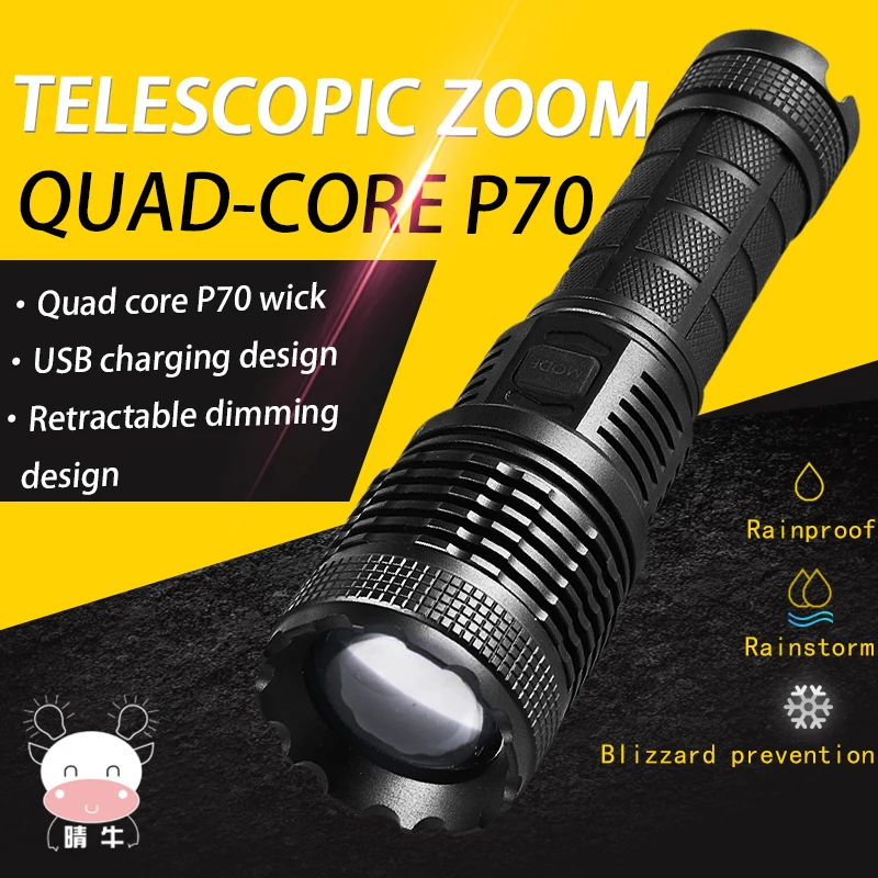 Most Professional Tactical Flashlight Super Bright 500LM ZoomAluminum Alloy IP55 Waterproof Flashlight Torch