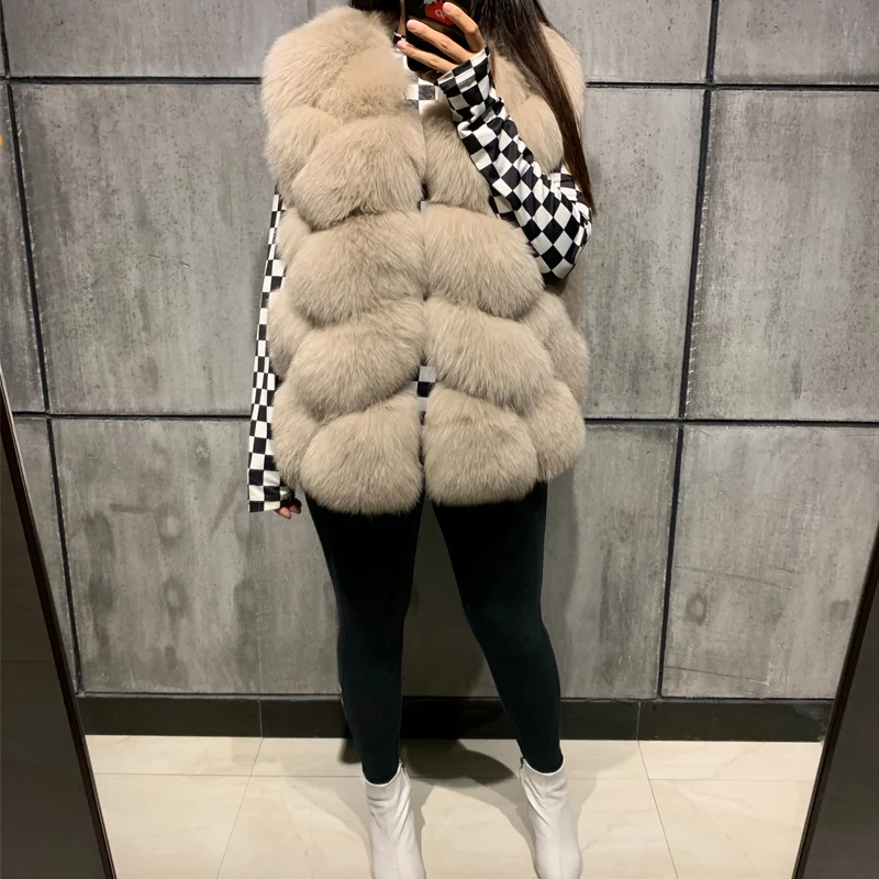 Женский жилет из лисьего меха натурального лисы | Женская одежда