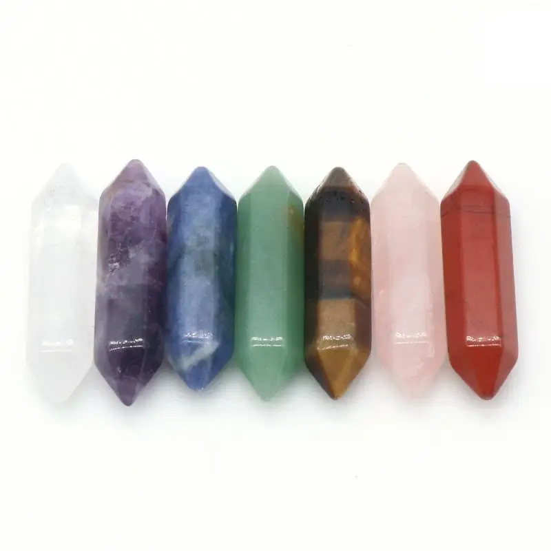 

7pcs/Set Loose Chakra Healing Reiki Natural Stone Hexagon Prism Polishing Quartz Yoga Meditation Energy Stones Bead Decoration