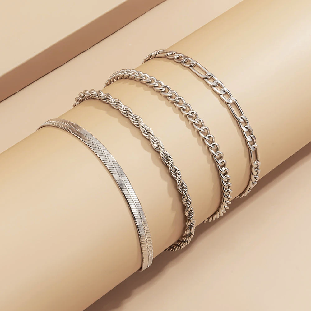 Браслет-цепочка женский многослойный в виде змеи золотого и серебряного цветов