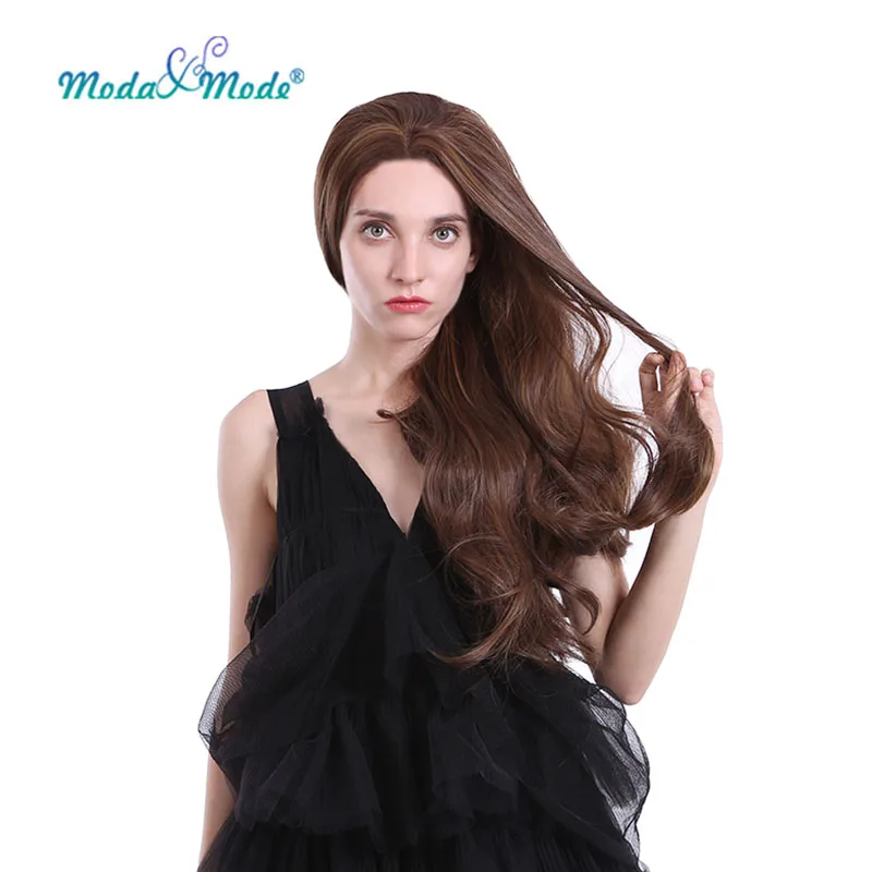 Moda & Mode волосы 28 "Длинные свободные волны синтетический парик на кружеве Омбре