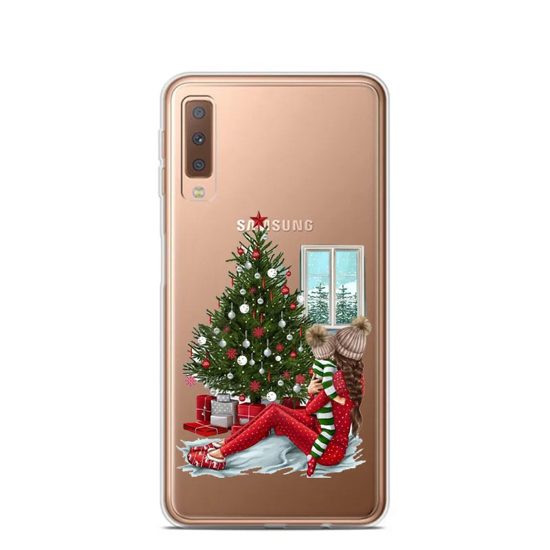 Мультяшный Рождественский чехол для samsung Galaxy A10 A30 A50 A70 A80 Санта Клаус мягкий чехол TPU для samsung A6 A7 A8 Plus A9