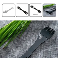 stainless steel useful multi use 5 in 1 cooking spoon cutter smooth fork practical for hiking