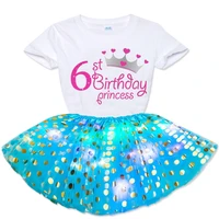 girls short sleeve t shirtluminous skirt set summer kids girls personalized a birthday present personalized customization dress