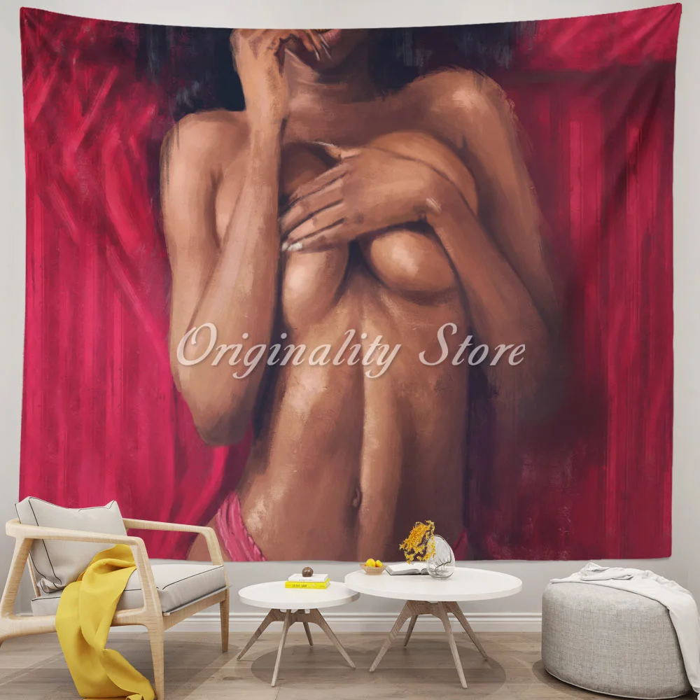

Black Sexy Women African American Red Tapestry