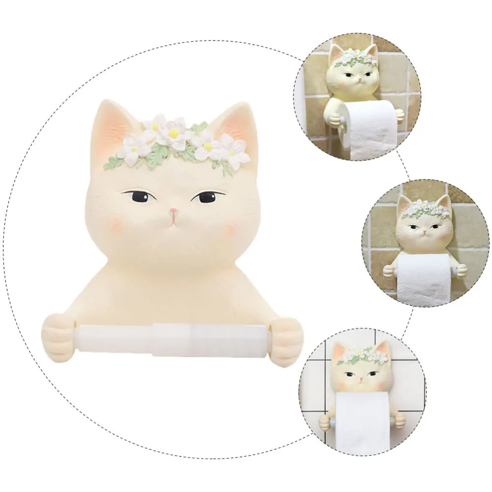 

1PC Cat Tissue Rack Bathroom Roll Paper Rack Punch Tissue Holder (Khaki)