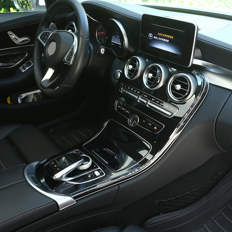 Для Mercedes Benz C класса GLC W205 C180L C200L C300 GLC260 15-17 автомобильные аксессуары черный блеск ABS Центральная панель управления