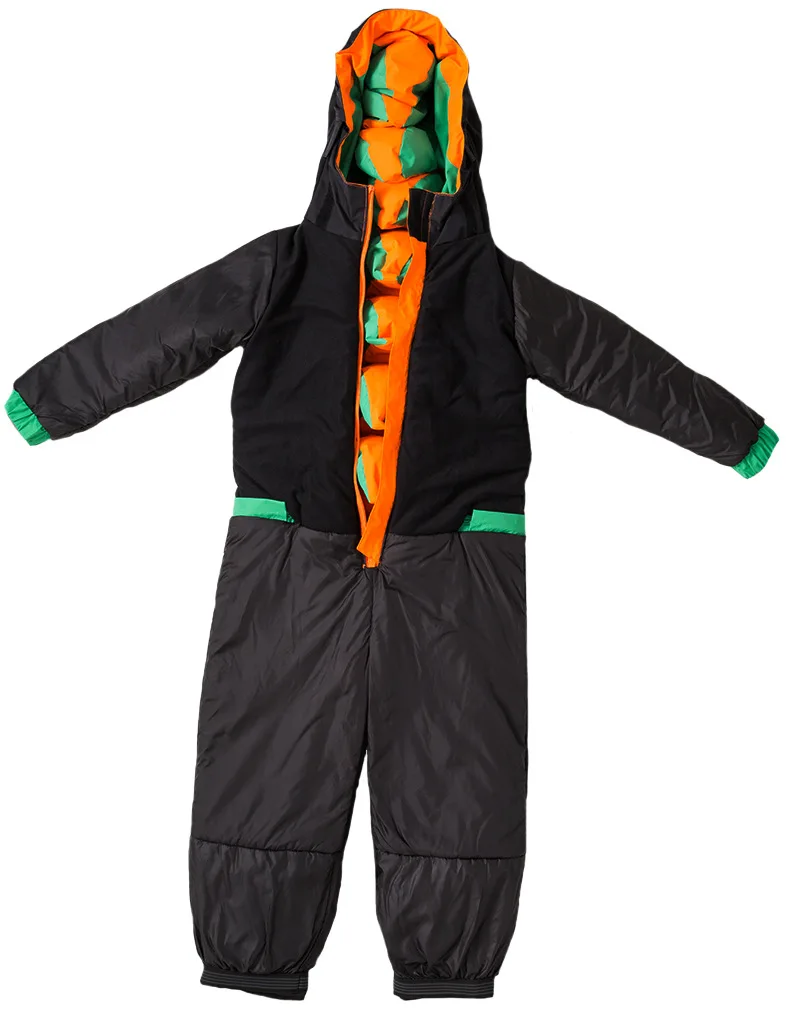 Children Cartoon Ski Suit Splittable for Men And Women Baby Thick Wind-Resistant Waterproof One-Piece Set Dinosaur | Спорт и