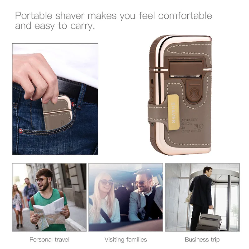 Мужские электробритвы 2 в 1 винтажные кожаные бритвенные бритвы перезаряжаемый