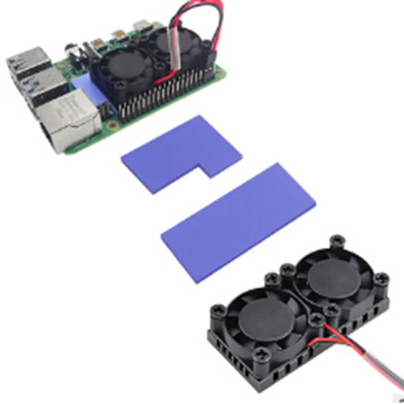 

Double Cooling Fan Cooler Radiator Suitable For Raspberry Pi 3 3B Plus For Raspberry Pi 4 Dual Fan With Heatsink Cooling System