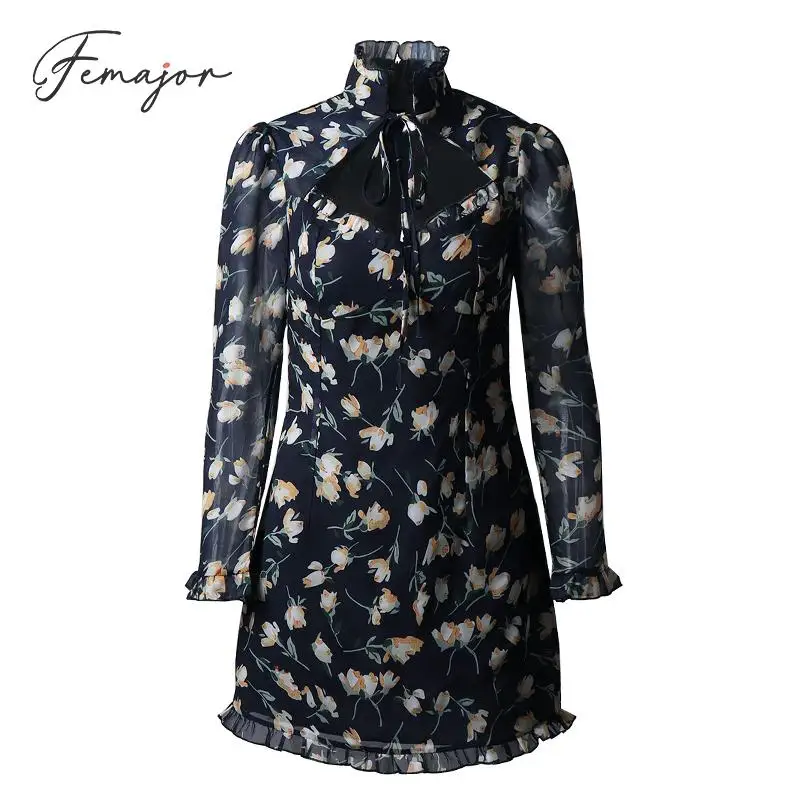 Femajor женское летнее зеленое короткое платье с высокой талией повседневное