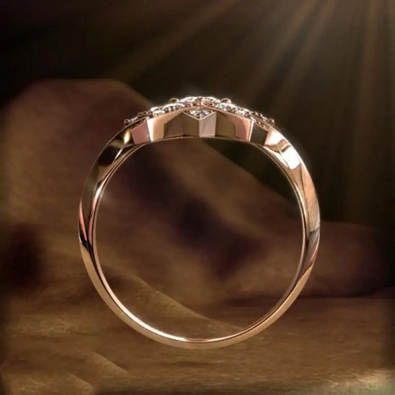 Женские кольца микро набор пентаграмма циркония золотистого и серебристого