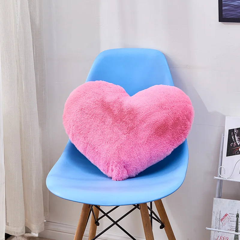 

40x50cm Heart Shape Imitation Rabbit Fur Cushion Cover Super Soft Rabbit Plush Pillow Pillowcase Cover Sofa Bed Home Decoration