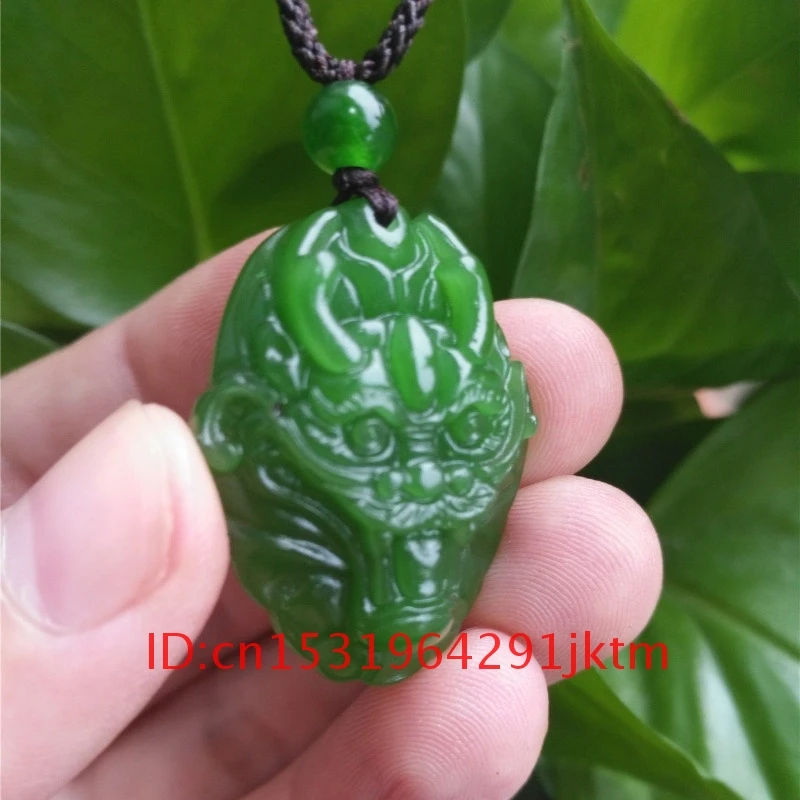 

Jewelry Gifts Natural for Necklace Fashion Women Amulet Jade Charm Jadeite Hand Pendant Chinese Carved Dragon Men Green