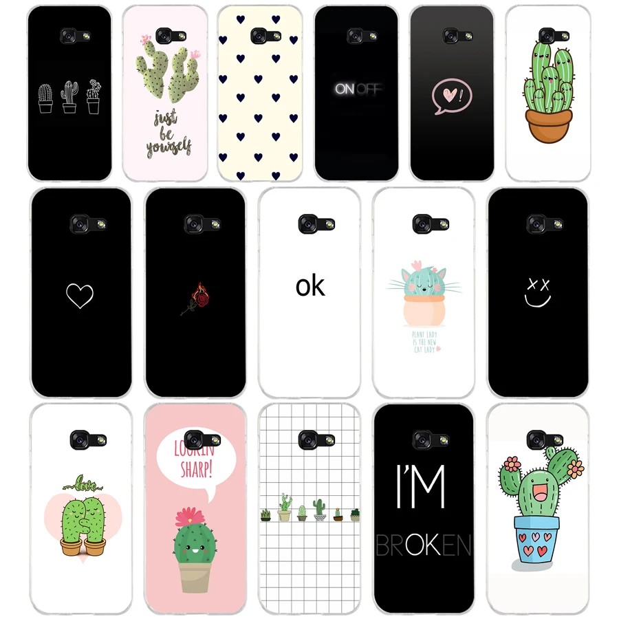34SD мультфильм Зеленый Кактус Мягкий Силиконовый ТПУ чехол для телефона для Samsung a3 2016 a5 2017 a6 plus a7 a8 a9 star lite s 6 7 8 9