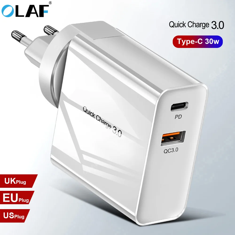 OLAF Быстрая зарядка 3 0 QC3.0 USB зарядное устройство для Redmi Note 7 Pro 36 Вт PD 3A телефона Huawei