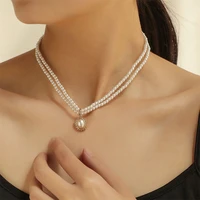 new french vintage temperament double layer pearl necklace for women korean fashion necklaces party jewelry accessories gifts