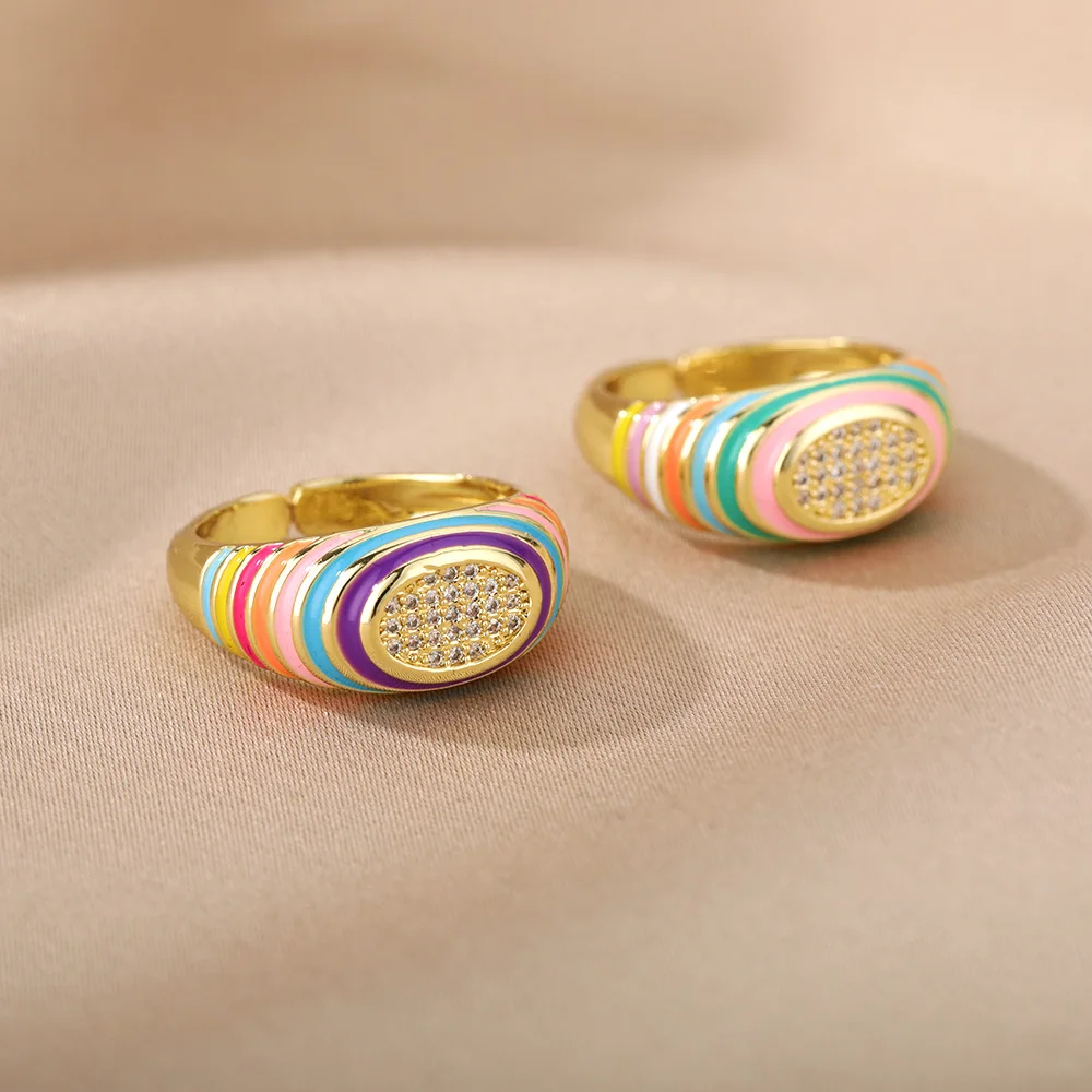 Милые обручальные кольца с радугой капающим маслом для женщин винтажное
