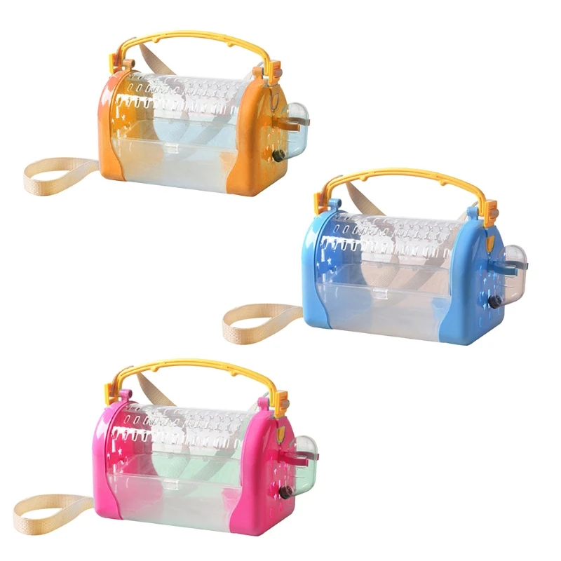 

Hamster Travel Carrier Portable Plastic Cage Parrot with Handle Transparent Outing Case for Sugar Glider Mice 3 Colors
