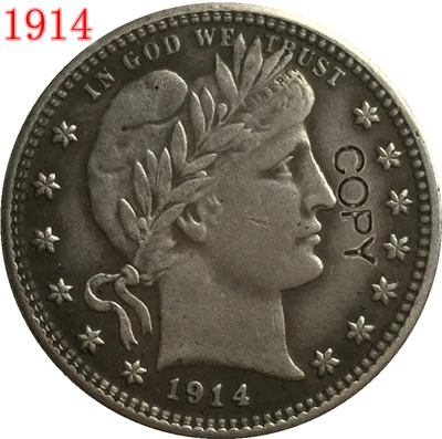

USA 1914 P,D,S BARBER OR LIBERTY HEAD QUARTER DOLLARS COPY COINS