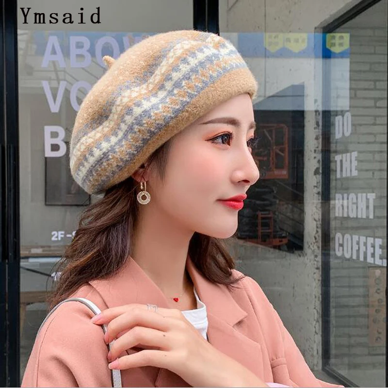 Новинка 2019 зимний женский шерстяной вязаный берет во французском стиле женские
