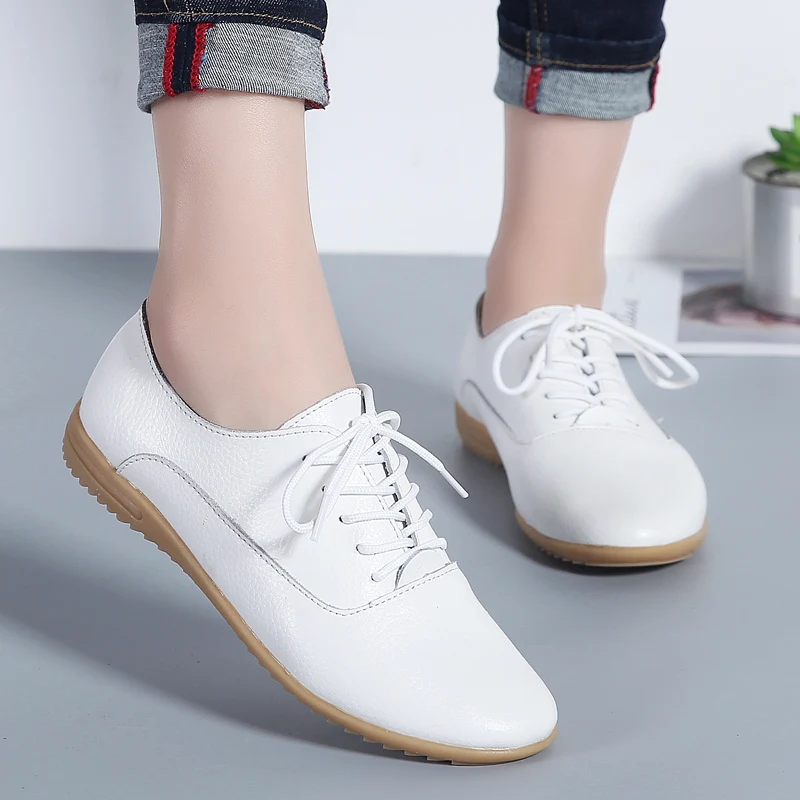 2021 Women Tennis Shoes Comfy Breathable Leather Sneakers for Female Outdoor Soft Sole Non-Slip Walking Gym Chaussure Femme