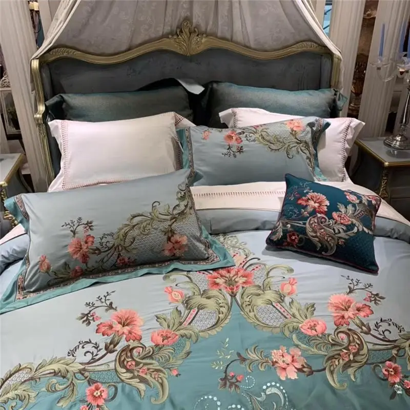 Роскошный зеленый сатиновый Комплект постельного белья 1000TC из египетского