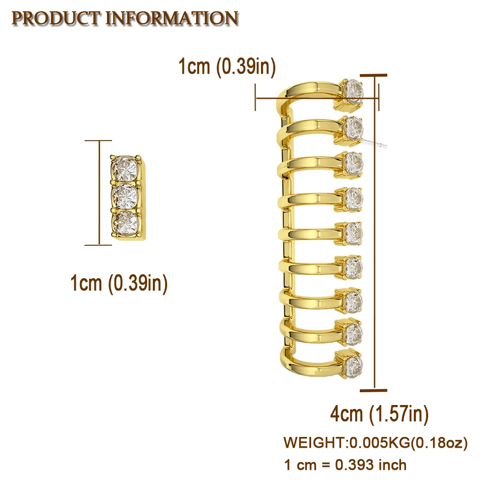 

LADYFIRSY Vintage Jewelry ZA Statement Earrings for Women Irregular CZ Metal Ear Cuff Punk Modern Ear Accessories Bijoux Gifts