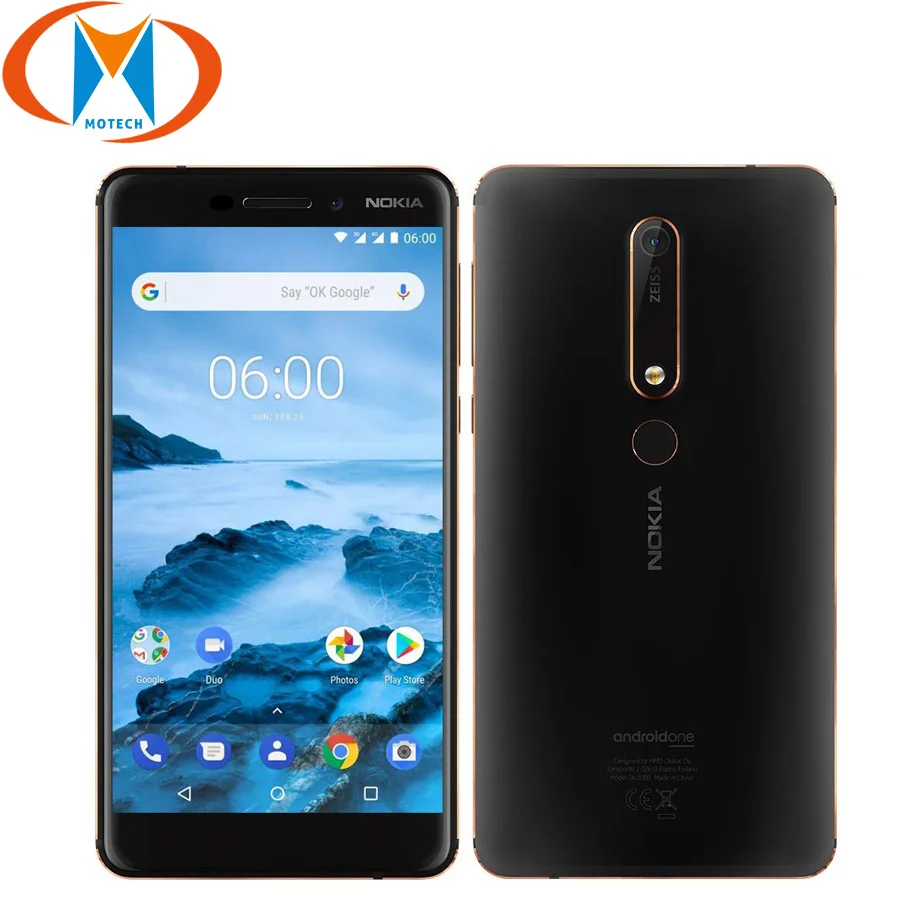 Мобильный телефон Nokia 6 1 TA 1050 3 Гб + 32 ГБ Snapdragon 630 восемь ядер 5 дюймовый экран 16 МП 8