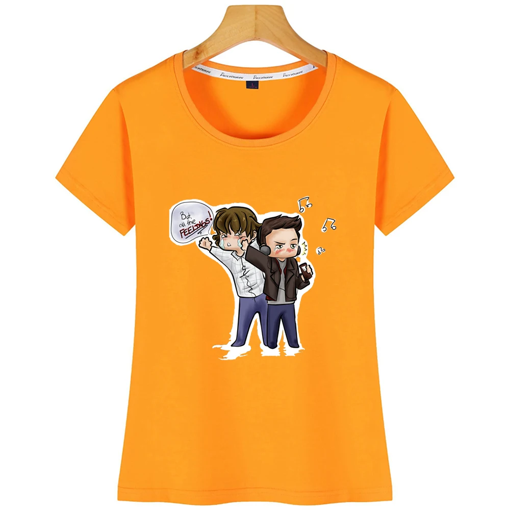 Женские топы футболка сверхъестественное ощущение летняя Harajuku короткая