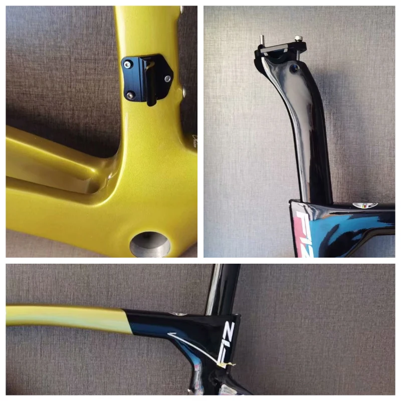 

Цветная яркая углеродная рама для дорожного велосипеда F12, желтая, красная, черная цветная полосатая рама для дисков, велосипедная Рама T1100 1K...