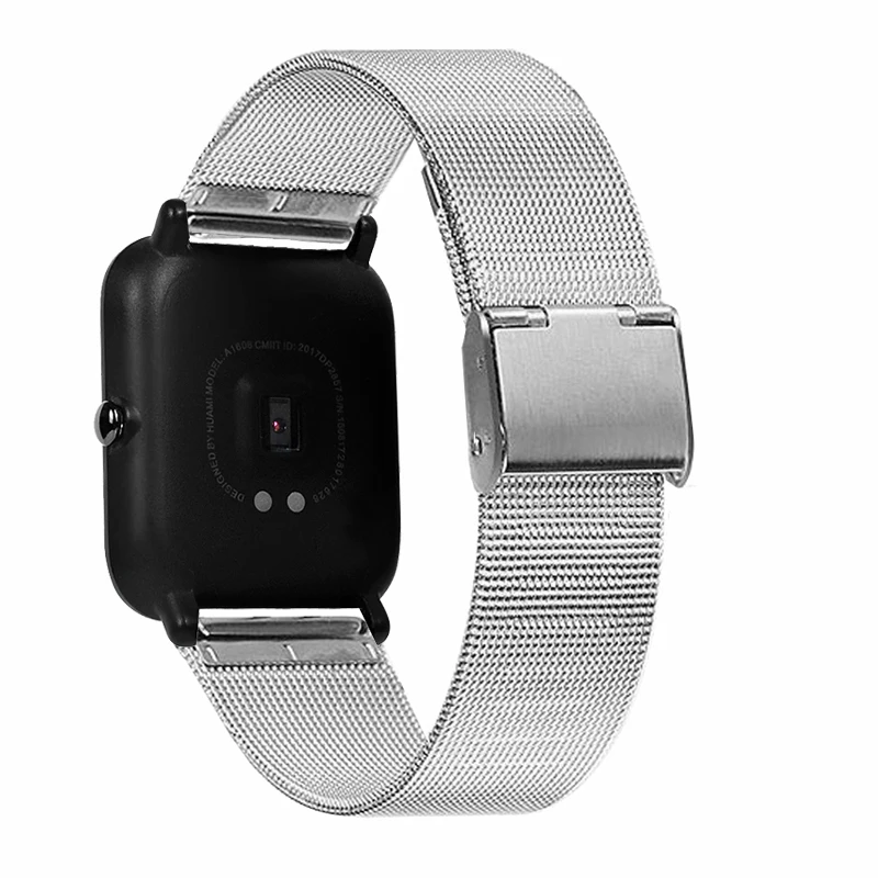 20 мм 22 мм браслет из нержавеющей стали ремешок для Xiaomi Amazfit Bip Stratos 2/2s браслет на запястье samsung Galaxy 42 мм 46 мм