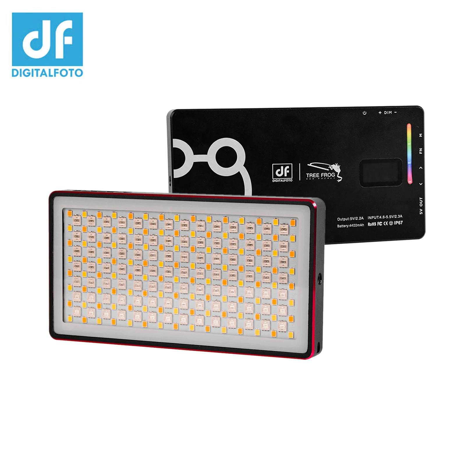 

ЦФ цифровой фотосъемки дерево лягушка карман RGB светодиодный видео светильник 16 Вт Светодиодный светильник Панель IP67 2500-8500K CRI97 + Мощность ба...