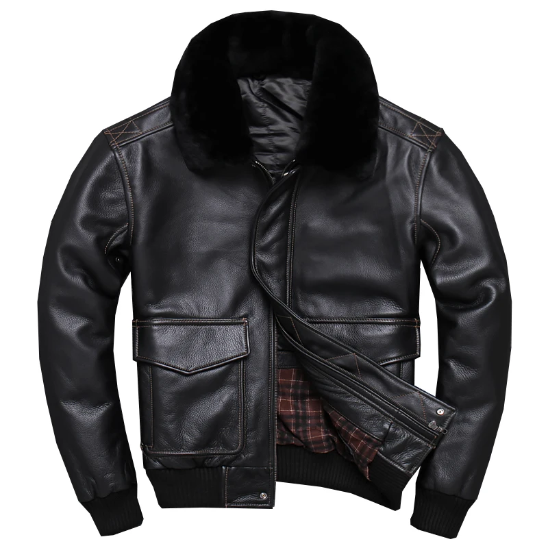 

New Men's 2020 Genuine leather Men Bomber chaqueta cuero sheepskin lining jacket cow leather jacket