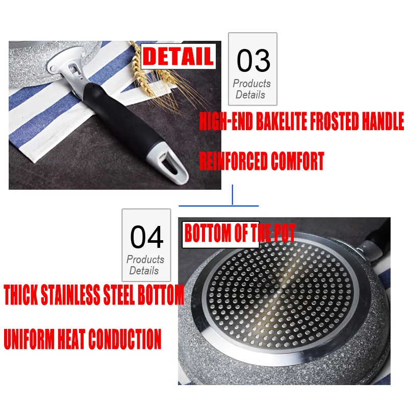 

20&28 inch Non-stick Copper Frying Pan with Ceramic Coating and Induction Cooking Oven & Dishwasher safe Frying pan