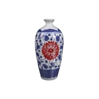 china old porcelain blue and white underglaze red lotus vase
