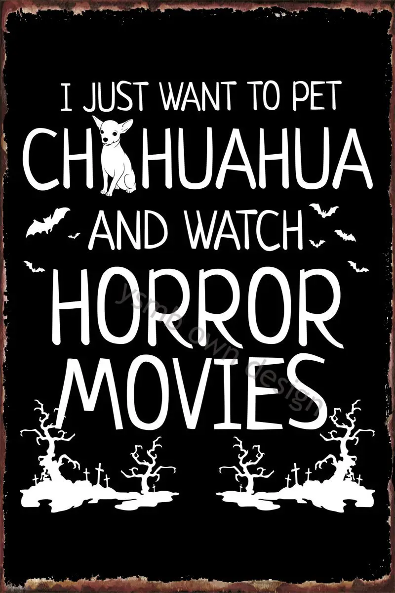 

Жестяной винтажный металлический знак в стиле ретро для Хэллоуина чихуахуа, жестяные пластины, Настенный декор для художественного кафе, п...