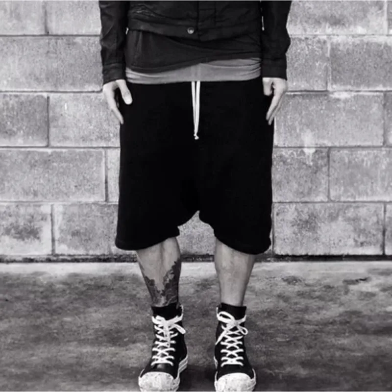 

Highstreet Summer Mens Drop Crotch Shorts Baggy Loose Drawstring Hip Hop Black Urban Clothes Joggers Harem Pants For Male