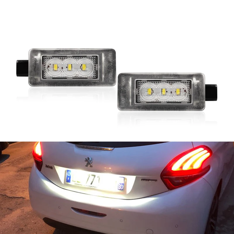 CANbus Белый светодиодный номерной знак для Peugeot 207 CC 208 12 16 2008 308 MK2 Citroen C5 III RD 2