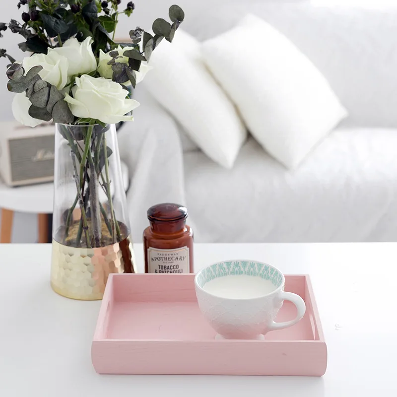 Многоцветные нежные тона с ручкой деревянный прямоугольный лоток изысканный