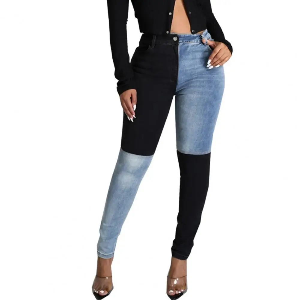 

Women's Bodycon Jeans Elastic Patchwork Harajuku Aesthetic Denim Pants Slim Fit Women Jeans for Daily Streetwear