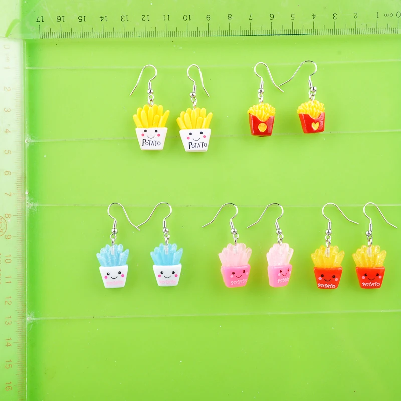 Полимерные серьги подвески в форме капли картофеля фри Ювелирное Украшение для